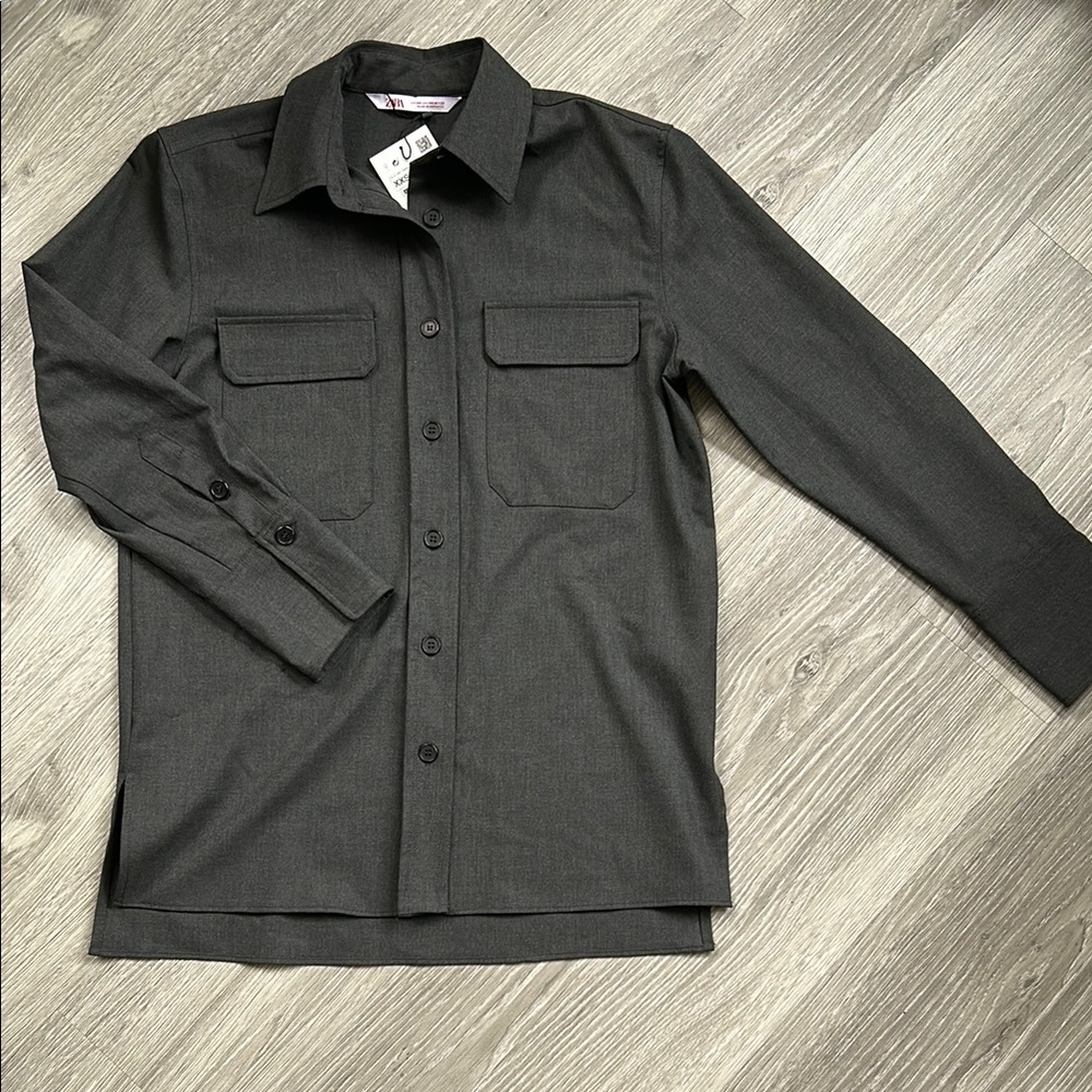 NWT Zara Button Down Pocket Utility Shirt